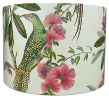 Load image into Gallery viewer, Botanical themed lampshade with exotic bird illustrations, suitable for living rooms, bedrooms, or offices.