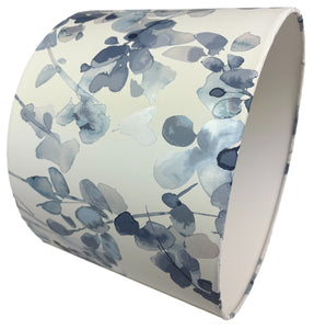 Blue floral light shade with a white background and metallic accents, perfect for enhancing cottage, vintage, or contemporary interior styles.