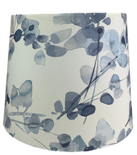 Load image into Gallery viewer, Elegant blue floral lampshade with a classic empire shape, adding sophistication to any room, including living rooms and dining areas.