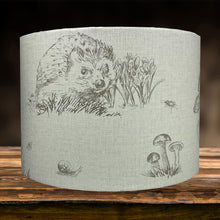 Load image into Gallery viewer, Rustic lampshade adorned with enchanting woodland creatures for cozy interiors.
