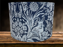 Load image into Gallery viewer, Whimsical woodland rabbit lampshade perfect for living rooms, bedrooms, or nurseries.
