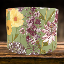 Load image into Gallery viewer, Sage green light shade with pink and white floral pattern for home decor.