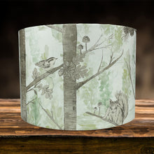 Load image into Gallery viewer, Whimsical woodland themed lampshade perfect for adding nature-inspired charm to any room.