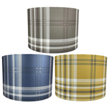 Load image into Gallery viewer, Tartan Check Lampshade in Grey, Yellow &amp; Blue – Stylish Ceiling or Table Light Shade for Modern &amp; Classic Decor