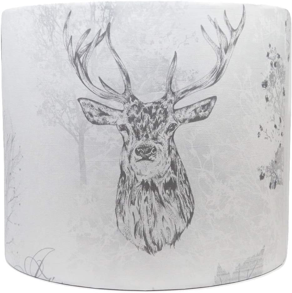 Etched stag drum lampshade