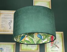 Load image into Gallery viewer, dark green velvet tropical light shade
