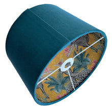 Load image into Gallery viewer, Teal Velvet Safari Animal Lampshade Ceiling Light Shade Mustard Yellow Inner