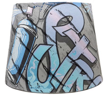 Load image into Gallery viewer, grey and lilac graffiti lampshade