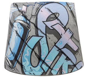 grey and lilac graffiti lampshade