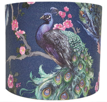 Load image into Gallery viewer, Navy Peacock lampshade