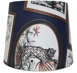 Jungle animals navy lampshade