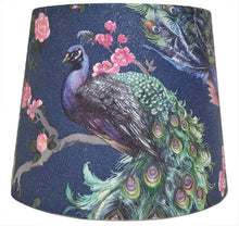 Load image into Gallery viewer, navy peacock table lamp shade