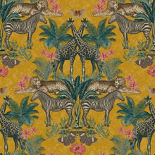 Load image into Gallery viewer, Velvet Jungle Safari Animals Lampshade Ceiling Light Shade Tropical Yellow Ochre Inner