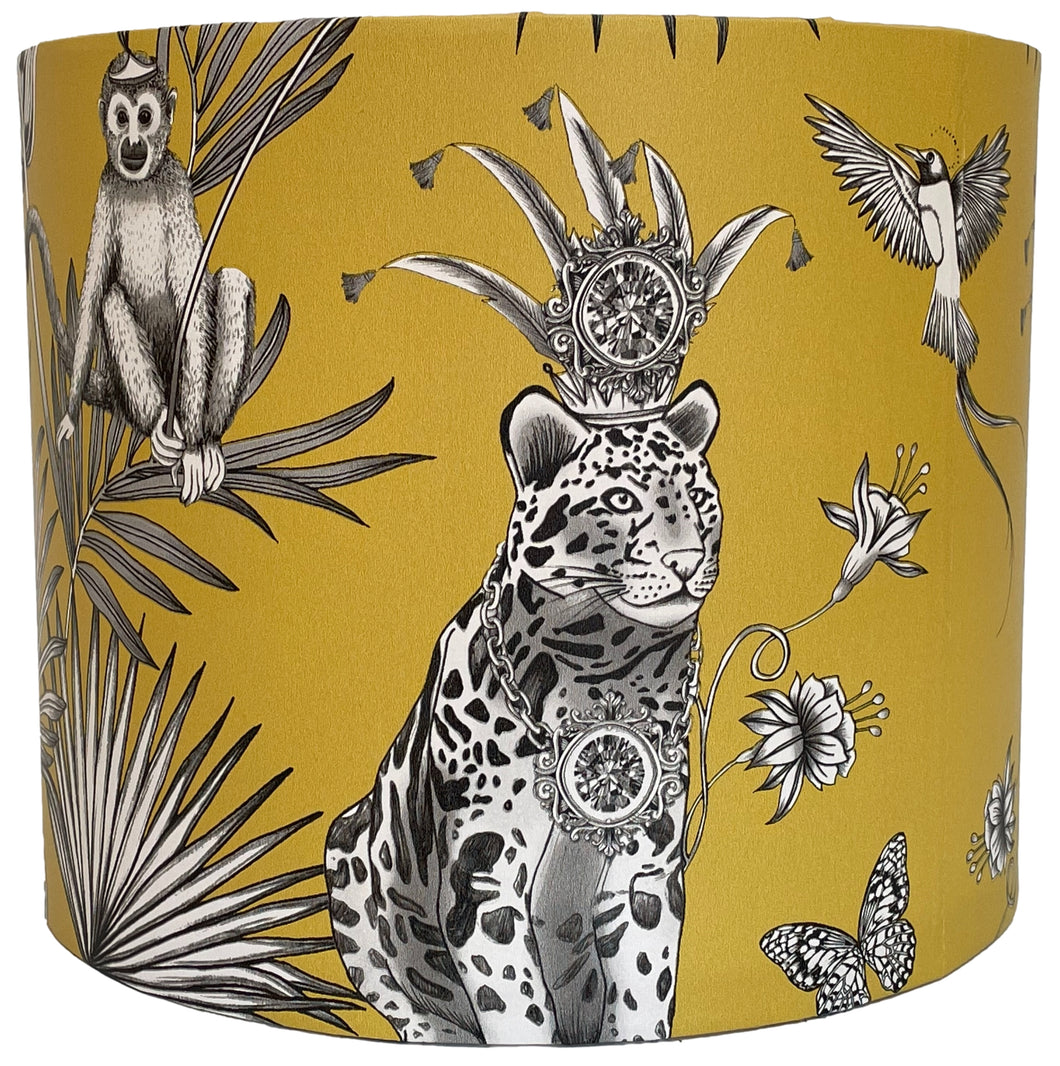 Mustard yellow jungle animal lampshade