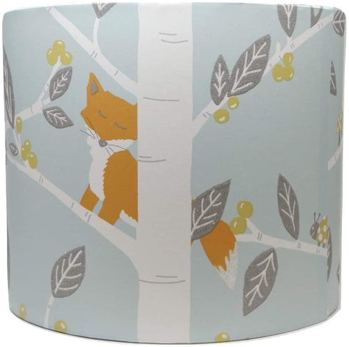 teal woodland animals drum lampshade