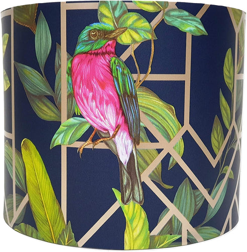 Geometric bird navy lampshade