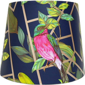 navy geometric bird lamp shade