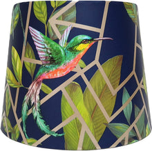 Load image into Gallery viewer, navy geometric bird light shade