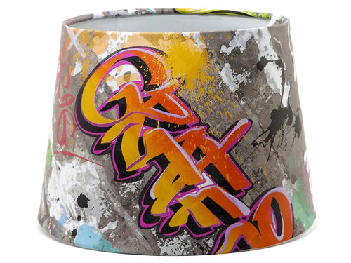 graffiti lampshade brick wall