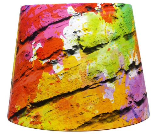 multicoloured brick wall table lamp shade