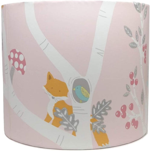Pink woodland animals lampshade