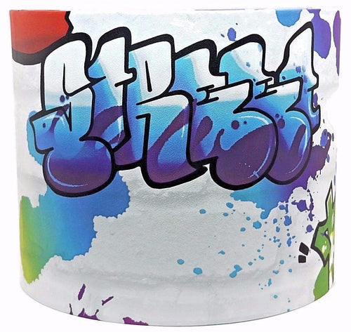 white graffiti brick wall lampshade